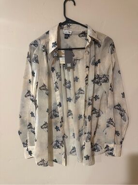 NWT Tasha Polizzi button up sheer blouse horse